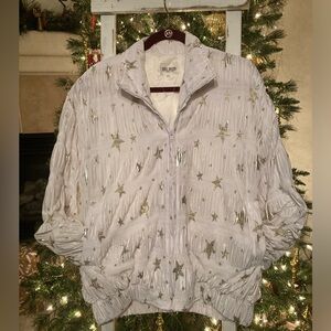 White Jacket with Gold Star Pattern